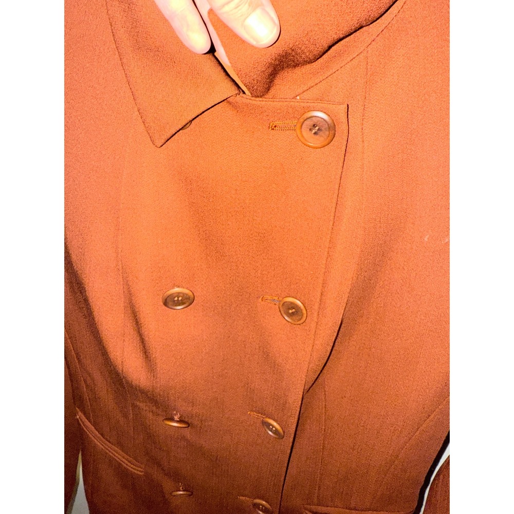 VTG Henri Bendel Italy 100% Wool Womens Brown Double Breasted Blazer‎ Size 6 - Picture 10 of 12